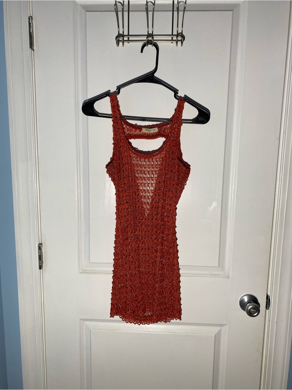 Arden B Rust Crochet Tank Top